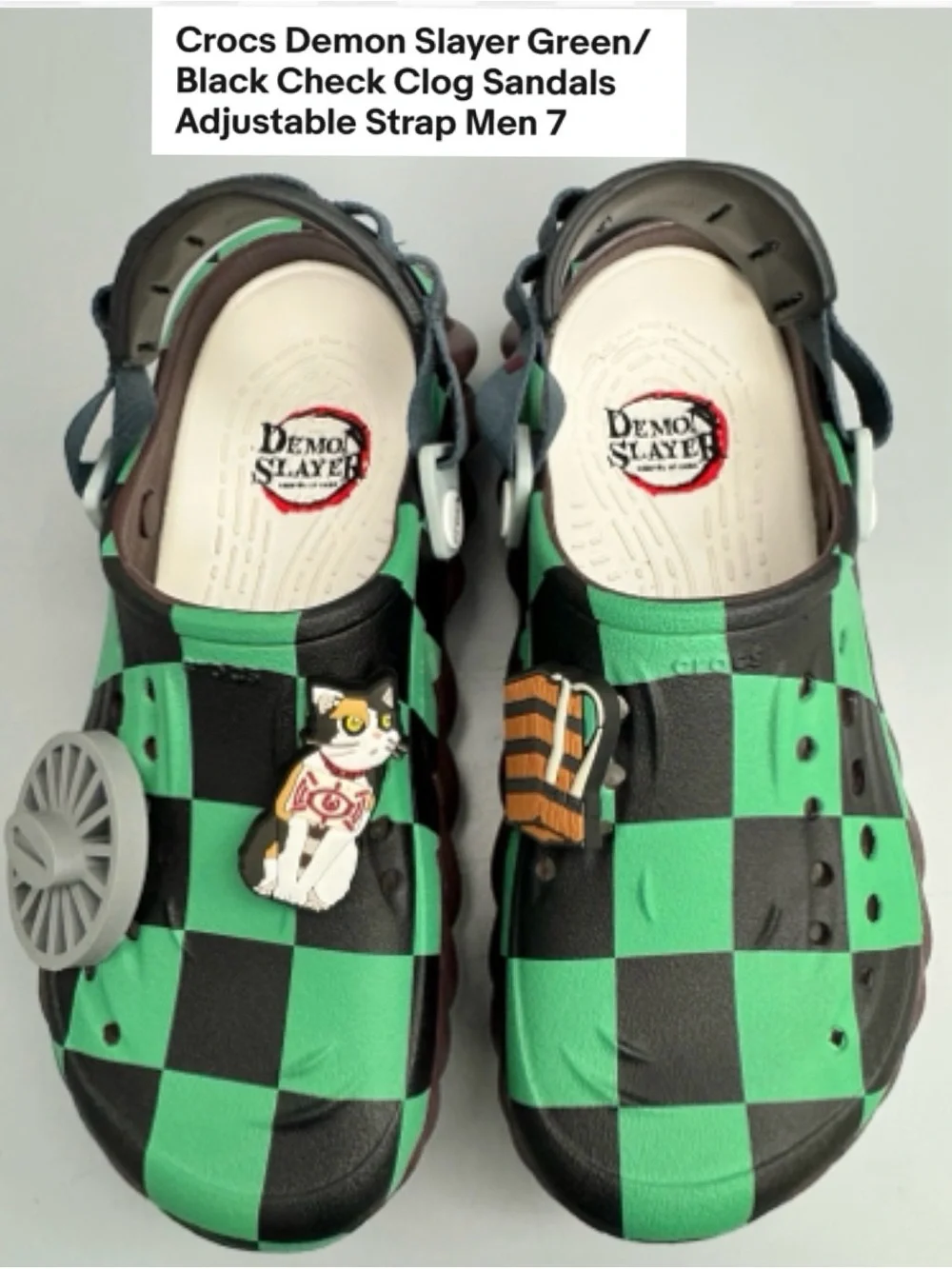 CROCS Kids Green & Black Check Demon Slayer Clog Sandals